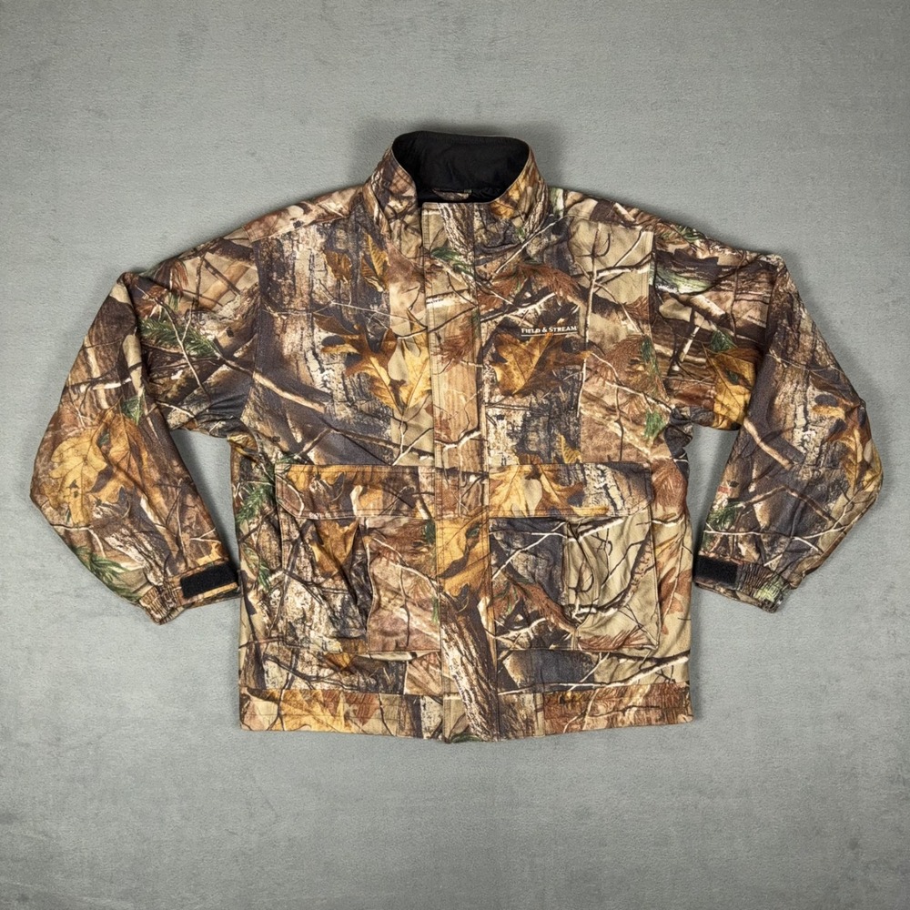 Field‎ & Stream Mens Realtree Camo Hunting Jacket Small Insulated Full Zip Brown